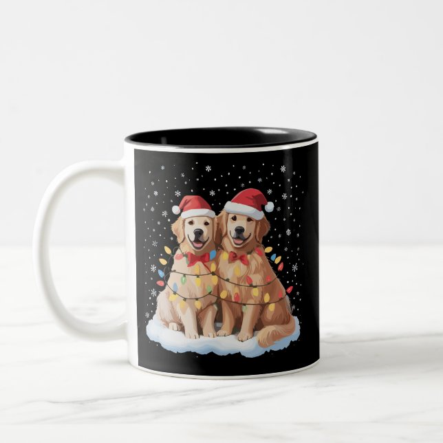 Golden Retriever jul Santa hatt Ren  Två-Tonad Mugg (Vänster)