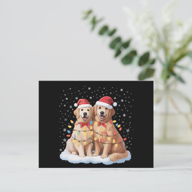 Golden Retriever jul Santa hatt Renar  Helg Vykort (Stående Fram)