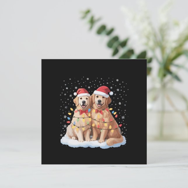 Golden Retriever jul Santa hatt Renar  Inbjudningar (Stående Fram)