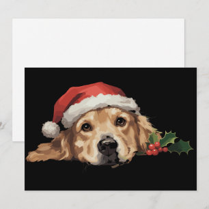 Golden Retriever jul Santa mössa Hund jul Julkort