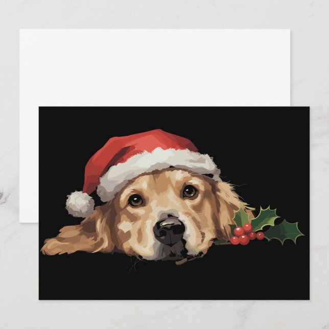 Golden Retriever jul Santa mössa Hund jul Julkort (Fram/baksida)