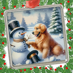 Golden Retriever jul Snögubbe Helgdag Julgransprydnad Metall