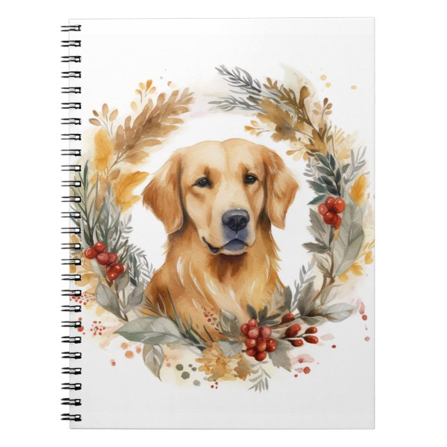 Golden Retriever jul Utandning Festive Valp Anteckningsbok (Framsidan)