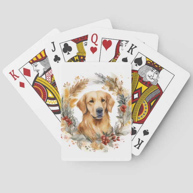 Golden Retriever jul Utandning Festive Valp Casinokort (Baksidan)