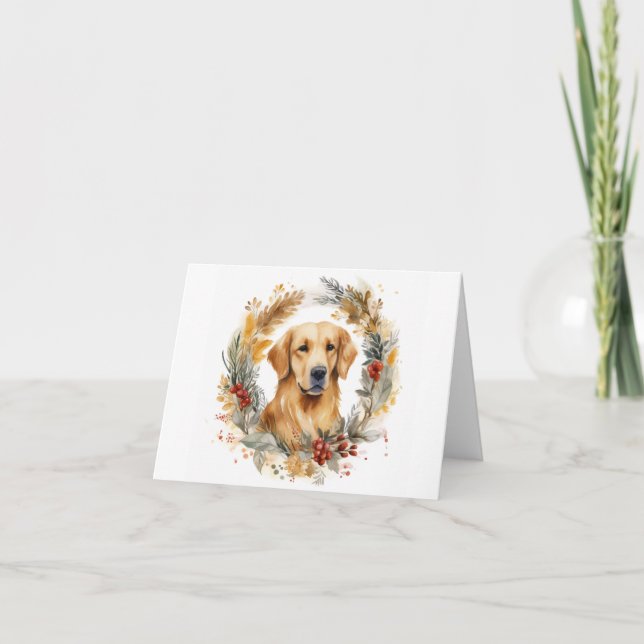 Golden Retriever jul Utandning Festive Valp Kort (Framsida)