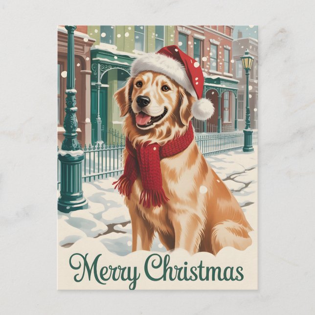 Golden Retriever Jul Vykort (Framsida)
