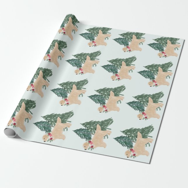 Golden Retriever Jul Wrapping Papprare Presentpapper (Utrullad)