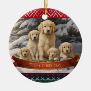 Golden Retriever Julafton Julgransprydnad Keramik