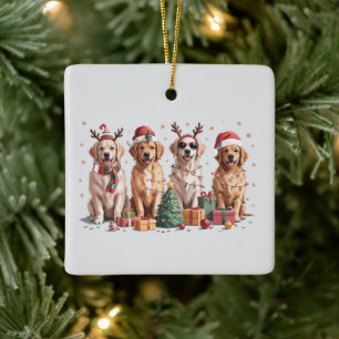 Golden Retriever Julälskande Hundmamma Xmas Julgransprydnad Keramik