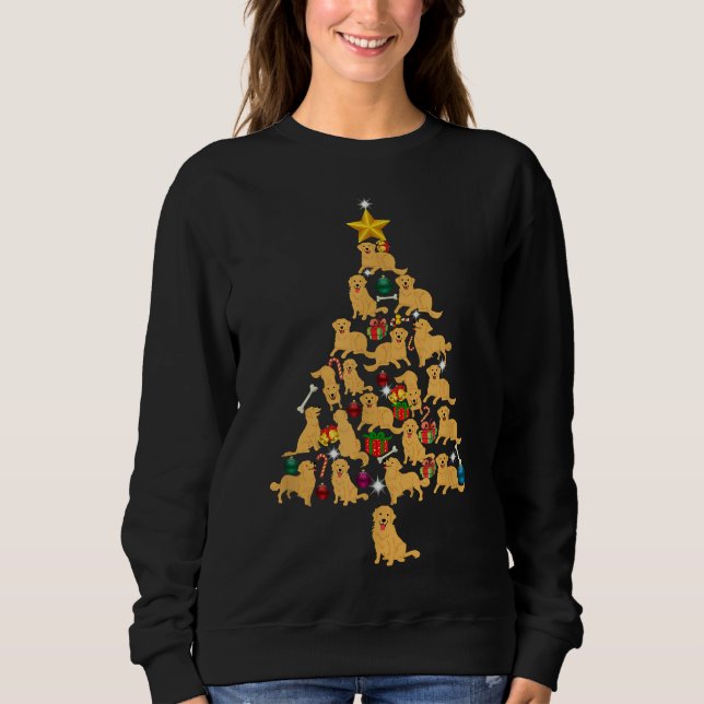Golden Retriever Julgran Funny Julafton Hund T Shirt (Framsida)