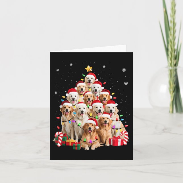 Golden Retriever Julgran Ornament Decor Xma Kort (Framsida)