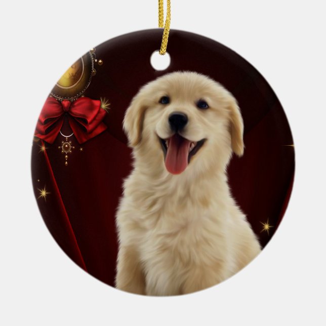 Golden Retriever Julgran Ornaments Julgransprydnad Keramik (Framsidan)