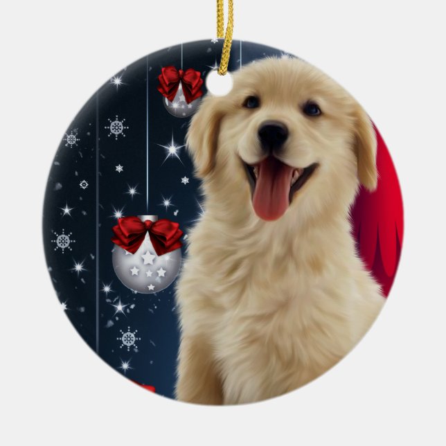 Golden Retriever Julgran Ornaments Julgransprydnad Keramik (Framsidan)
