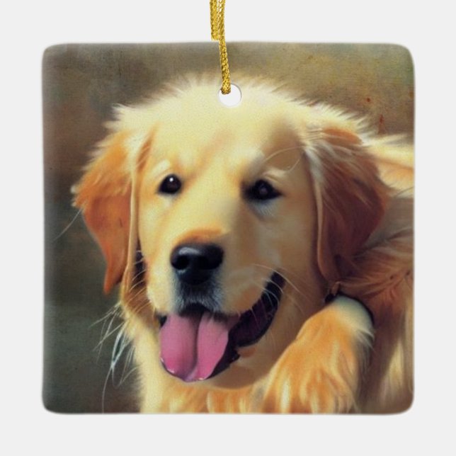 Golden Retriever Julgransprydnad Keramik (Framsida)