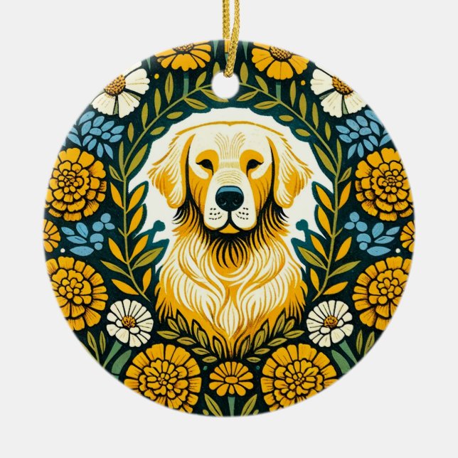 Golden Retriever Julgransprydnad Keramik (Framsidan)