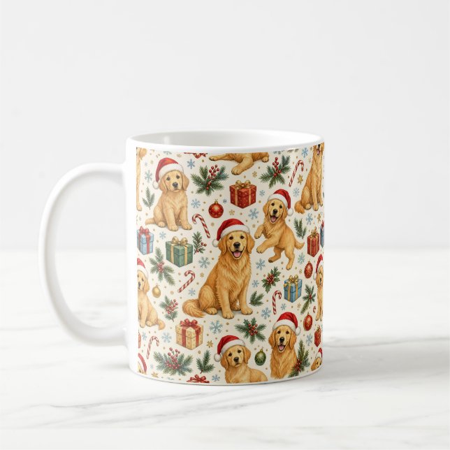 Golden Retriever Julkaffe Santa Valp Kaffemugg (Vänster)