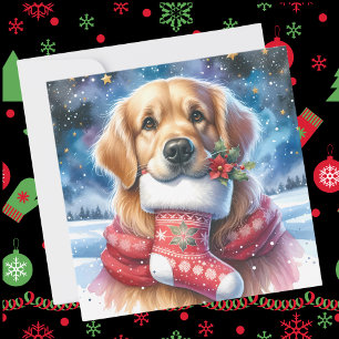 Golden Retriever - julklapp Julkort