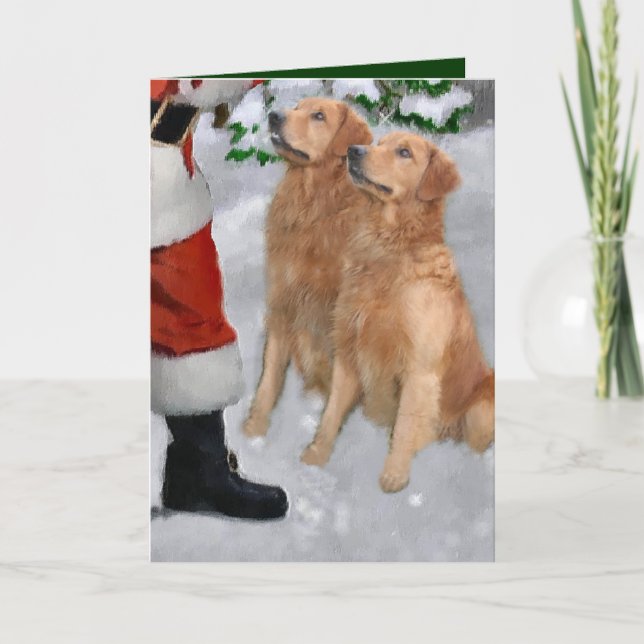 Golden Retriever-julklappar Helgkort (Framsida)