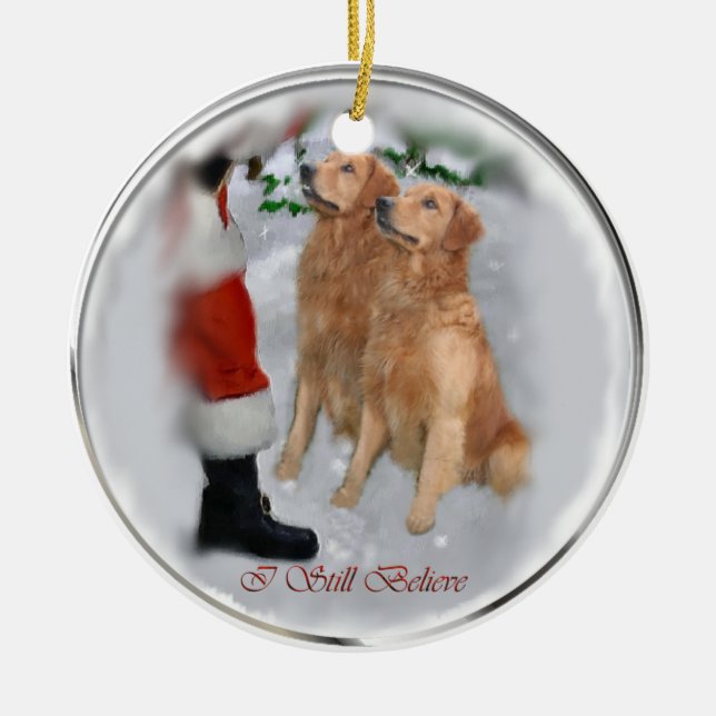 Golden Retriever-julklappar Ornament (Framsidan)