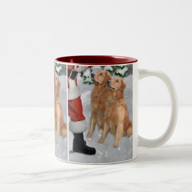 Golden Retriever-julklappar Två-Tonad Mugg (Höger)