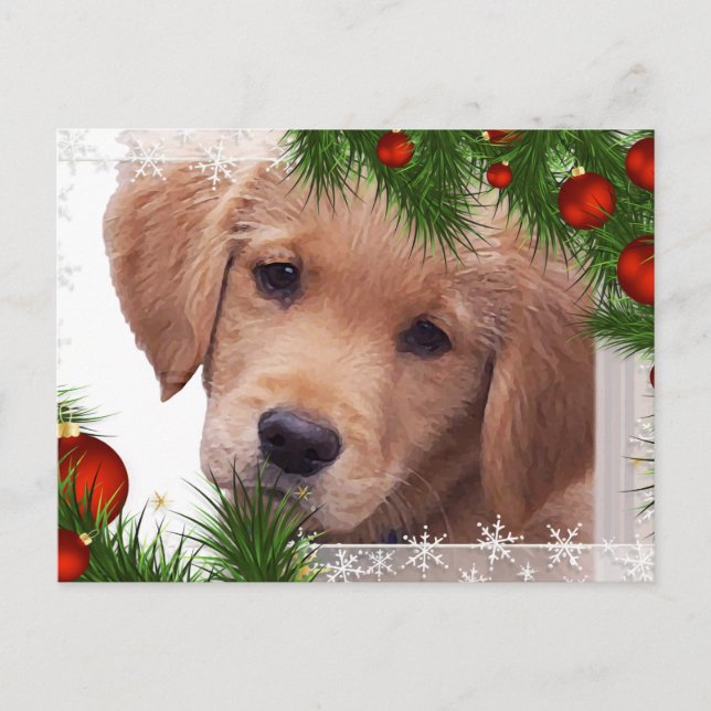 Golden Retriever-Julkort - Puppy Cute Hund Helg Vykort (Framsida)
