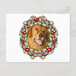 Golden Retriever - julkrans Helg Vykort