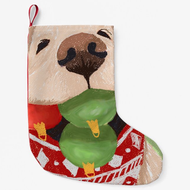 Golden Retriever Julkulor Mun Hilarisk Liten Julstrumpa (Framsidan)