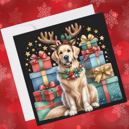 Golden Retriever julpryder Antlers Gifts Julkort