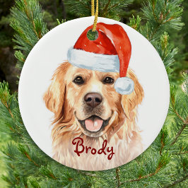 Golden Retriever-jultomten Cute Hund Julgransprydnad Keramik