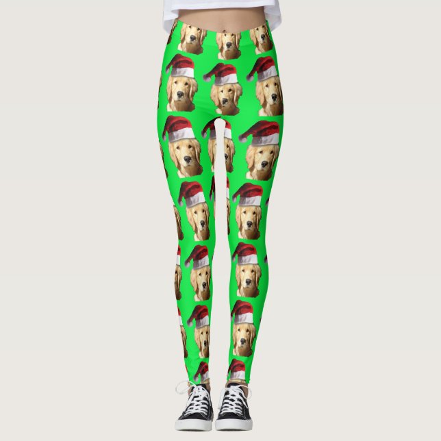 Golden Retriever Jultomten Leggings (Framsida)