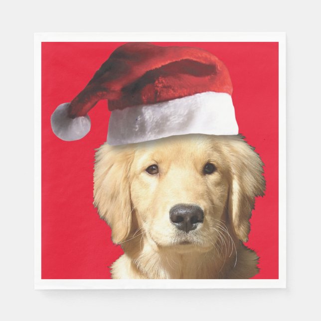 Golden Retriever Jultomten Pappersservett (Framsidan)