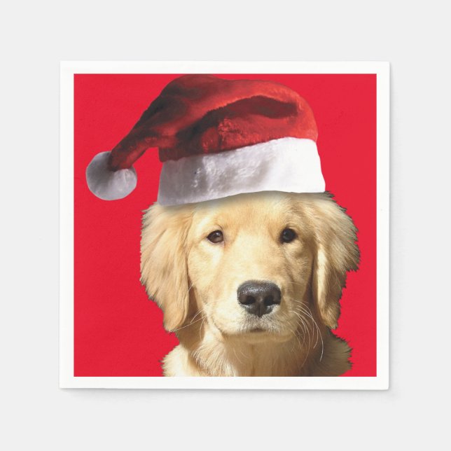Golden Retriever Jultomten Pappersservett (Framsidan)