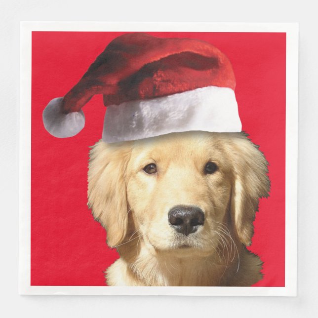 Golden Retriever Jultomten Pappersservett (Framsida)