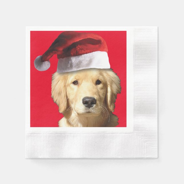 Golden Retriever Jultomten Pappersservett (Framsidan)