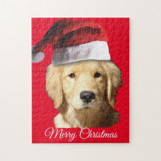 Golden Retriever Jultomten Pussel
