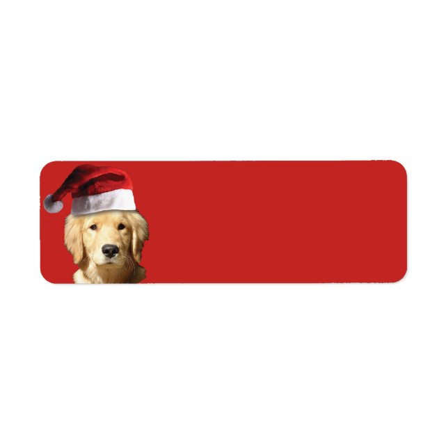 Golden Retriever Jultomten Returadress Etikett (Framsidan)