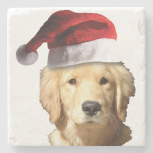 Golden Retriever Jultomten Stenunderlägg