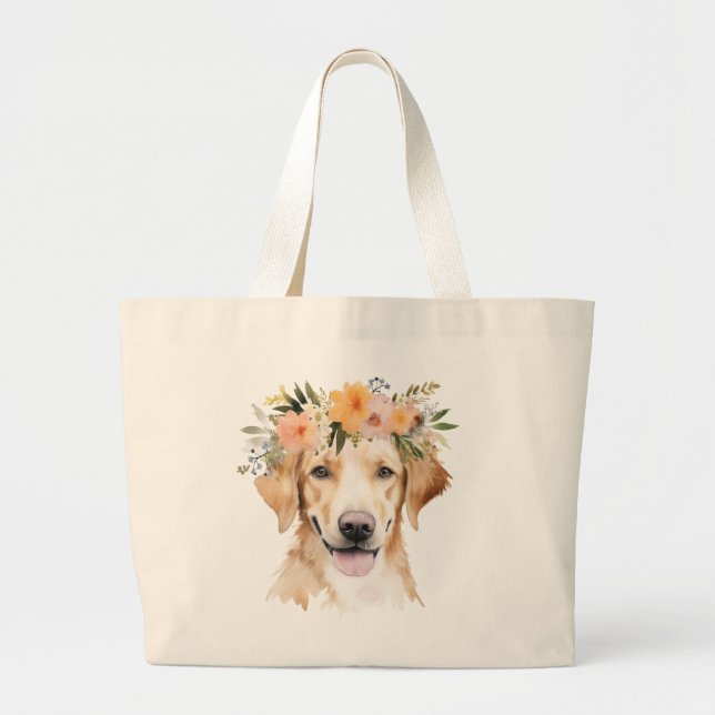 Golden Retriever Jumbo Tote Jumbo Tygkasse (Framsidan)