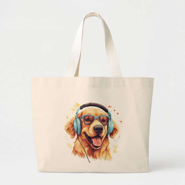 Golden Retriever Jumbo Tote Jumbo Tygkasse (Framsidan)