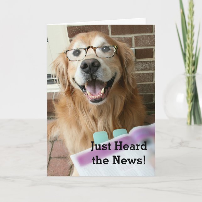Golden Retriever just lyssnade på Nyhetens Gratule Kort (Framsida)