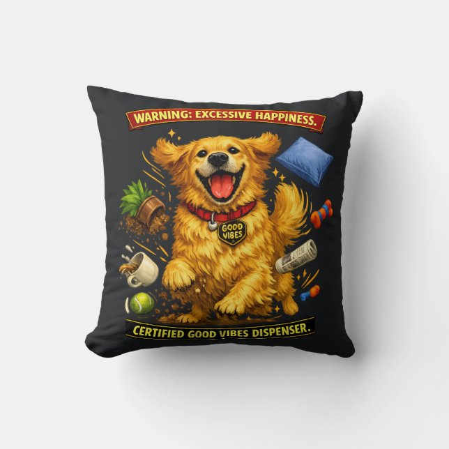Golden Retriever Kaosläge Aktiverat  Kudde (Framsida)