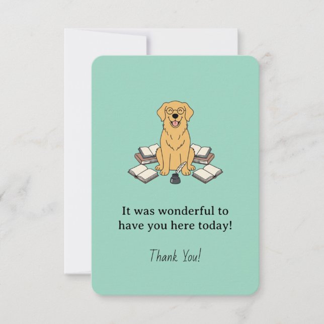 Golden Retriever Kapitel Ett Böcker Pastellgrön Tack Kort (Framsida)