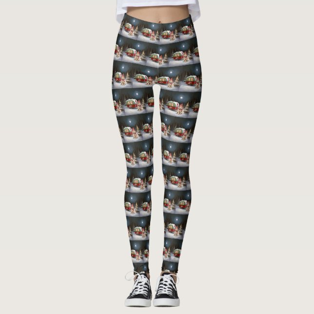 Golden Retriever Karavan Juläventyr Leggings (Framsida)