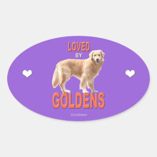 Golden Retriever "Kärlek" Oval Sticker Ovalt Klistermärke