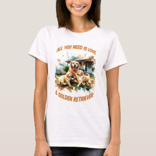 Golden Retriever Kärlek Women White T Shirt