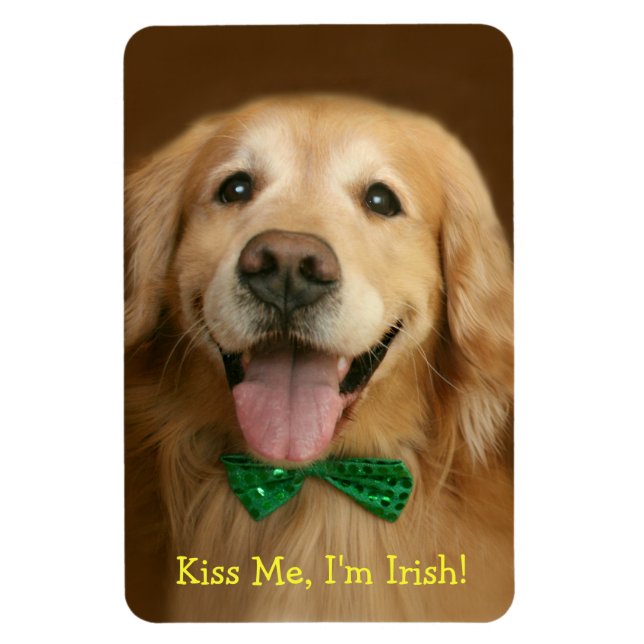 Golden Retriever Kiss Me Im Irish St. Patty's Magnet (Vertikal)