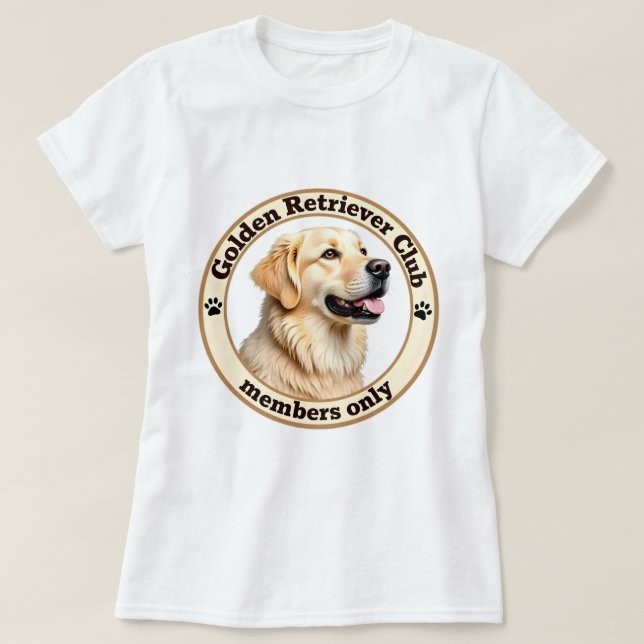 Golden Retriever "Klubb - Endast ledamöter" T Shirt (Design framsida)