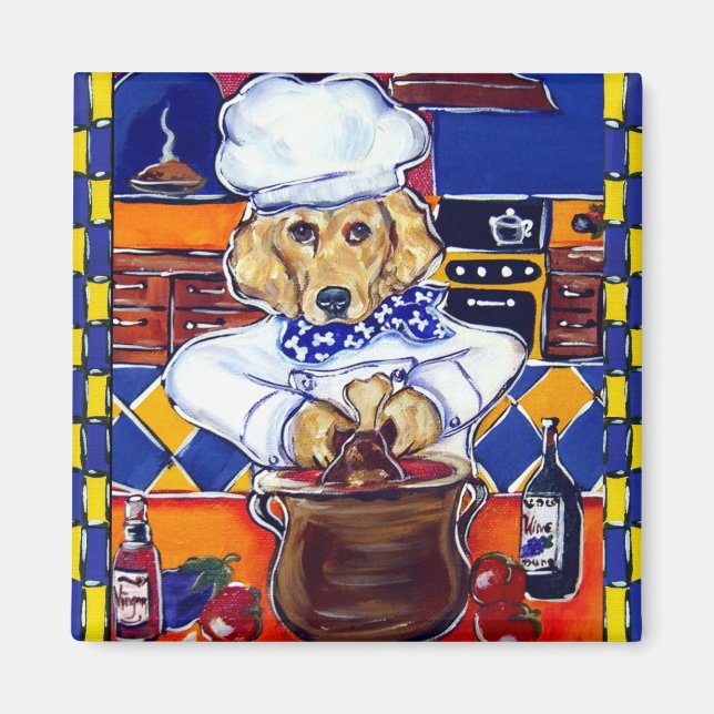 Golden Retriever-kock Magnet (Framsidan)
