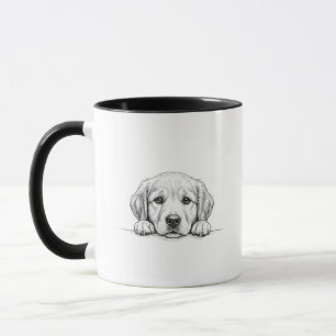 Golden Retriever-kopp med tittande valp   Present  Mugg