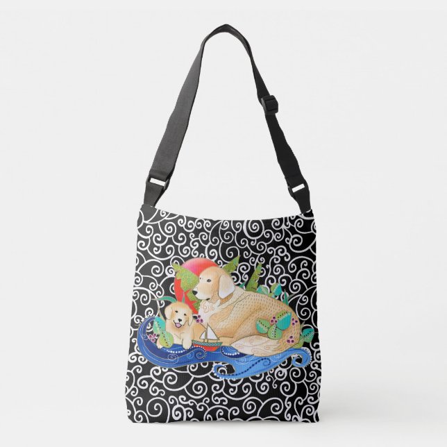 Golden Retriever Kor body eller Tote bag Axelväska (Framsida)